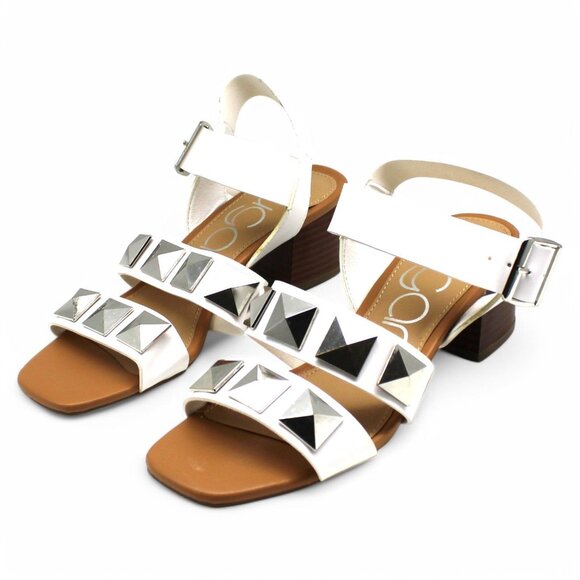 Womens Faux Leather Open Toe Block Heel - Picture 5 of 8